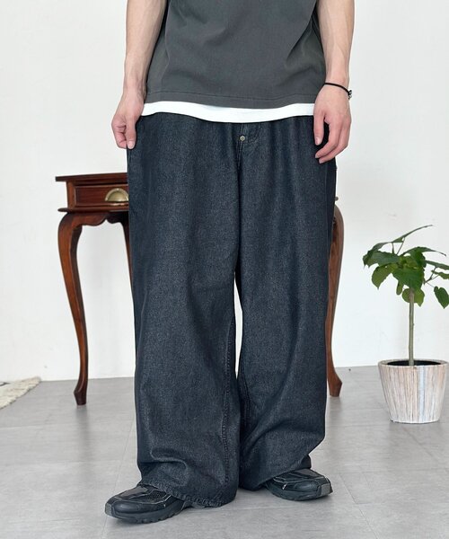 CPCM(シーピーシーエム)の「綿レーヨンバギーデニム(デニムパンツ・メンズ・サックスブルー/ブラック・MEDIUM/LARGE)」の7枚目の写真