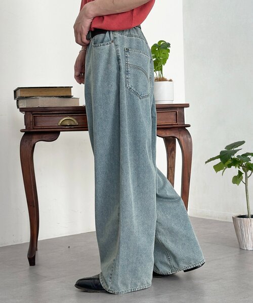 CPCM(シーピーシーエム)の「綿レーヨンバギーデニム(デニムパンツ・メンズ・サックスブルー/ブラック・MEDIUM/LARGE)」の9枚目の写真