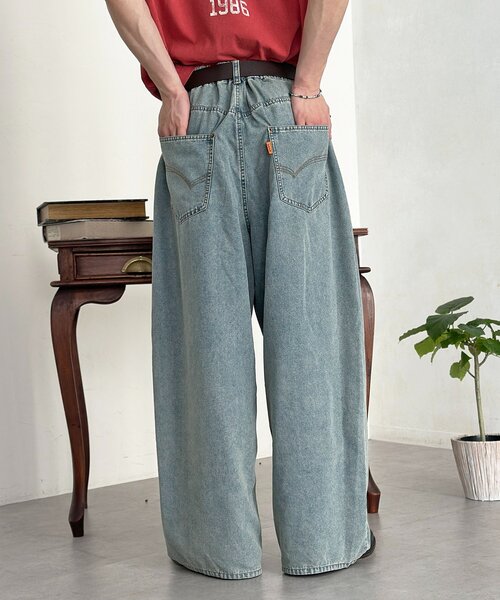CPCM(シーピーシーエム)の「綿レーヨンバギーデニム(デニムパンツ・メンズ・サックスブルー/ブラック・MEDIUM/LARGE)」の10枚目の写真