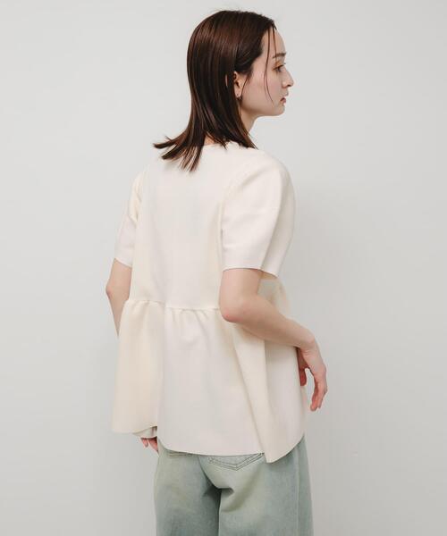 SENSE OF PLACE by URBAN RESEARCH(センスオブプレイスバイアーバンリサーチ)の「『洗濯可』ランタンスリーブペプラムセーター(ニット/セーター・レディース・ブラック/オレンジ/アイボリー・ONE)」の20枚目の写真