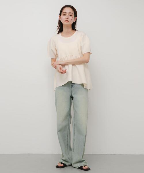 SENSE OF PLACE by URBAN RESEARCH(センスオブプレイスバイアーバンリサーチ)の「『洗濯可』ランタンスリーブペプラムセーター(ニット/セーター・レディース・ブラック/オレンジ/アイボリー・ONE)」の21枚目の写真