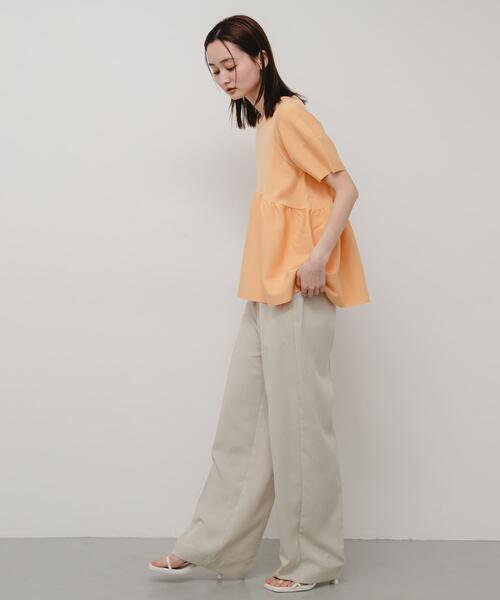 SENSE OF PLACE by URBAN RESEARCH(センスオブプレイスバイアーバンリサーチ)の「『洗濯可』ランタンスリーブペプラムセーター(ニット/セーター・レディース・ブラック/オレンジ/アイボリー・ONE)」の11枚目の写真