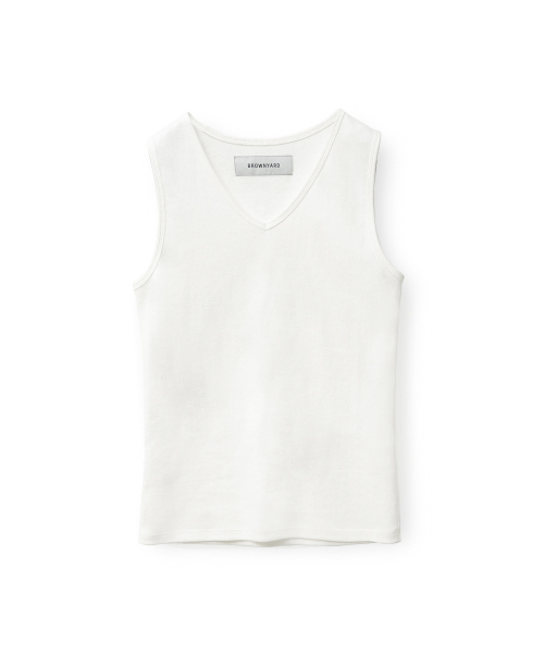 BROWNYARD(ブラウンヤード)の「W Vネックトップス スリーブレス, アイボリー(Tシャツ/カットソー・レディース・その他・1/2)」の1枚目の写真