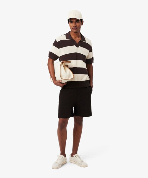 LACOSTE(ラコステ)の「ボーダーメッシュニットスキッパーポロシャツ(ポロシャツ・メンズ・ホワイト×ブラック・4/3)」の2枚目の写真