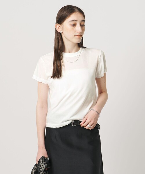 ATON（エイトン）の「＜ATON＞ツイスト ヘム Tシャツ（Tシャツ/カットソー・レディース・ホワイト/ライトピンク/ベージュ・02(38)）」の6枚目の写真