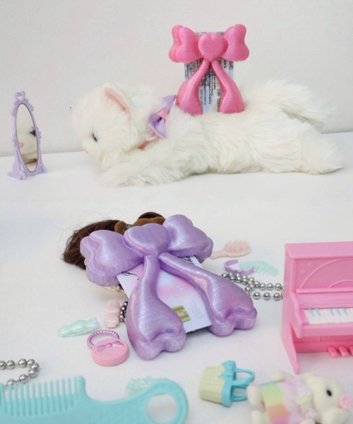 EVERYTHINGS（エブリシングス）の「【EVERYTHINGS】Bows Card-Holder / 【エブリシングス】３Dリボンチェーンカードホルダー（カードケース・レディース・ホワイト/ピンク/パープル・ONE SIZE）」の14枚目の写真