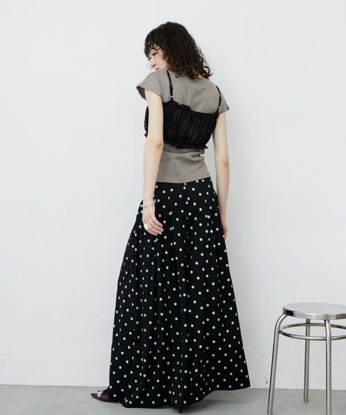 uyu.（ウユ）の「Lace Bustier Layered French sleeve Tee/【レースビスチェ付き】 レイヤードフレンチスリーブカットソー（Tシャツ/カットソー・レディース・ホワイト/ブラック・FREE）」の20枚目の写真