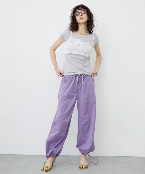 uyu.（ウユ）の「Lace Bustier Layered French sleeve Tee/【レースビスチェ付き】 レイヤードフレンチスリーブカットソー（Tシャツ/カットソー・レディース・ホワイト/ブラック・FREE）」の5枚目の写真
