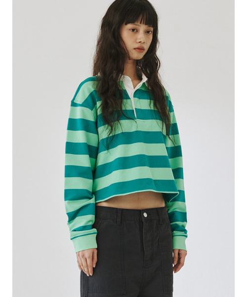 CROP RUGBY T‑SHIRT, GREEN