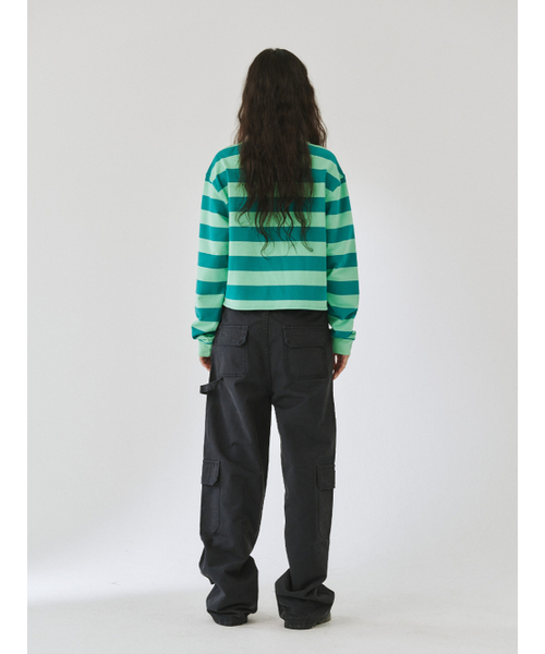 PLZPROJECT（プリーズプロジェクト）の「CROP RUGBY T- SHIRT, GREEN（ポロシャツ・レディース・その他・FREE）」の3枚目の写真