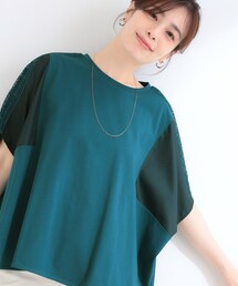 SHOO・LA・RUE | 【ひんやり/洗濯機可/体型カバー】インせず着られる 肩レース切り替えポンチョ風トップス(Tシャツ/カットソー)