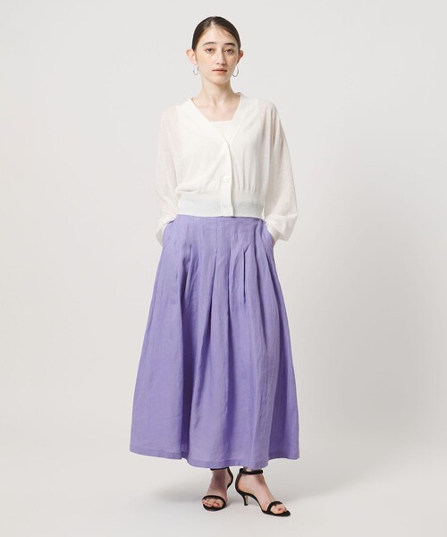 UNITED ARROWS(ユナイテッドアローズ)の「リネン タック ロングスカート ‐ウォッシャブル‐(スカート・レディース・ホワイト/ブラック/ライラック・38/36)」の8枚目の写真