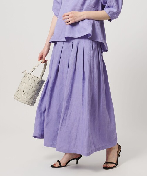 UNITED ARROWS(ユナイテッドアローズ)の「リネン タック ロングスカート ‐ウォッシャブル‐(スカート・レディース・ホワイト/ブラック/ライラック・38/36)」の9枚目の写真