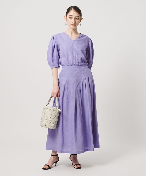 UNITED ARROWS(ユナイテッドアローズ)の「リネン タック ロングスカート ‐ウォッシャブル‐(スカート・レディース・ホワイト/ブラック/ライラック・38/36)」の11枚目の写真