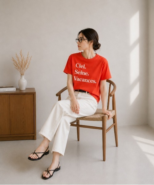 ottilie(オティーリエ)の「【 TRICOMER / トリコメル 】 Ciel.Seine. Vacance / Tシャツ(Tシャツ/カットソー・レディース・レッド・FREE)」の1枚目の写真