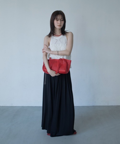 VACANCY（ヴァカンシー）の「スカラップ柄メッシュトートバッグ/ポーチ付/カラーバッグ（トートバッグ・レディース・ブルー/ブラック/グリーン/レッド・FREE）」の20枚目の写真