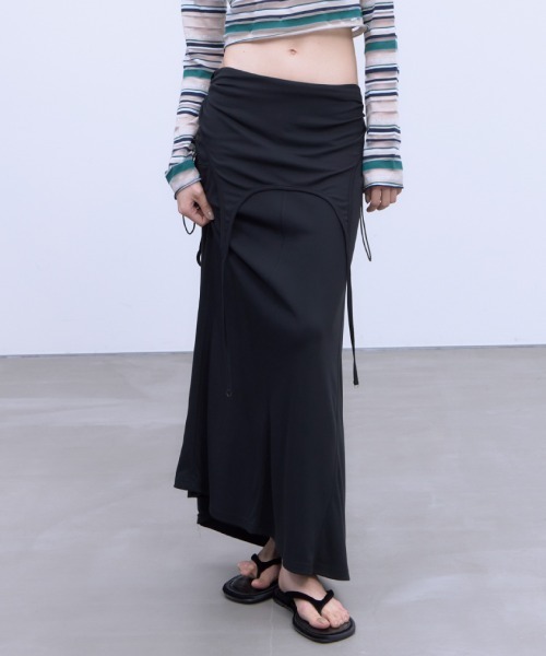 THINGS THAT MATTER(シングス ザット マター)の「TWO WAY GATHERED DRESS & SKIRT / ツー ウェイ ギャザード ドレス アンド スカート(スカート・レディース・ブラウン/ブラック・FREE)」の1枚目の写真