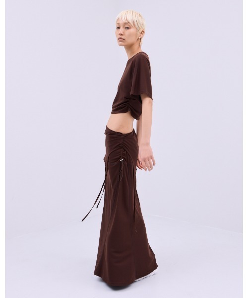 THINGS THAT MATTER(シングス ザット マター)の「TWO WAY GATHERED DRESS & SKIRT / ツー ウェイ ギャザード ドレス アンド スカート(スカート・レディース・ブラウン/ブラック・FREE)」の9枚目の写真