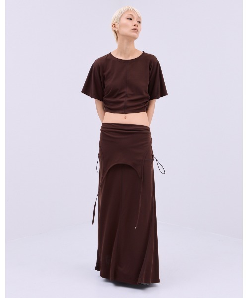 THINGS THAT MATTER(シングス ザット マター)の「TWO WAY GATHERED DRESS & SKIRT / ツー ウェイ ギャザード ドレス アンド スカート(スカート・レディース・ブラウン/ブラック・FREE)」の10枚目の写真