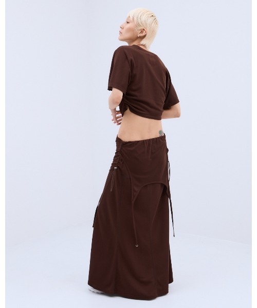 THINGS THAT MATTER(シングス ザット マター)の「TWO WAY GATHERED DRESS & SKIRT / ツー ウェイ ギャザード ドレス アンド スカート(スカート・レディース・ブラウン/ブラック・FREE)」の7枚目の写真