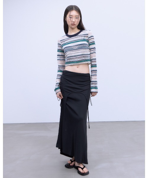 THINGS THAT MATTER(シングス ザット マター)の「TWO WAY GATHERED DRESS & SKIRT / ツー ウェイ ギャザード ドレス アンド スカート(スカート・レディース・ブラウン/ブラック・FREE)」の4枚目の写真