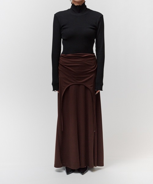 THINGS THAT MATTER(シングス ザット マター)の「TWO WAY GATHERED DRESS & SKIRT / ツー ウェイ ギャザード ドレス アンド スカート(スカート・レディース・ブラウン/ブラック・FREE)」の18枚目の写真