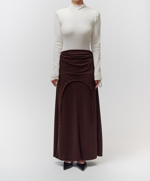 THINGS THAT MATTER(シングス ザット マター)の「TWO WAY GATHERED DRESS & SKIRT / ツー ウェイ ギャザード ドレス アンド スカート(スカート・レディース・ブラウン/ブラック・FREE)」の17枚目の写真