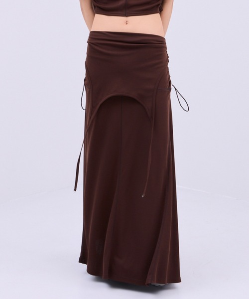 THINGS THAT MATTER(シングス ザット マター)の「TWO WAY GATHERED DRESS & SKIRT / ツー ウェイ ギャザード ドレス アンド スカート(スカート・レディース・ブラウン/ブラック・FREE)」の3枚目の写真