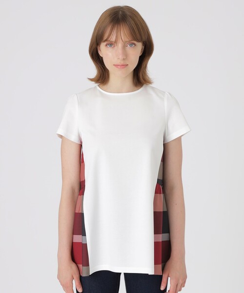 BLUE LABEL CRESTBRIDGE(ブルーレーベルクレストブリッジ)の「【一部店舗限定】ハイゲージポンチティアードトップス(Tシャツ/カットソー・レディース・ブラック/オフホワイト・40/38)」の4枚目の写真