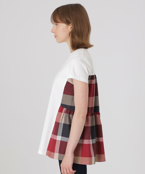 BLUE LABEL CRESTBRIDGE(ブルーレーベルクレストブリッジ)の「【一部店舗限定】ハイゲージポンチティアードトップス(Tシャツ/カットソー・レディース・ブラック/オフホワイト・40/38)」の5枚目の写真