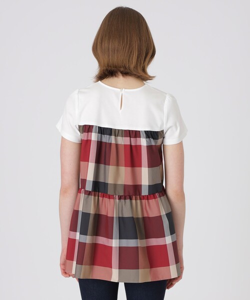 BLUE LABEL CRESTBRIDGE(ブルーレーベルクレストブリッジ)の「【一部店舗限定】ハイゲージポンチティアードトップス(Tシャツ/カットソー・レディース・ブラック/オフホワイト・40/38)」の6枚目の写真