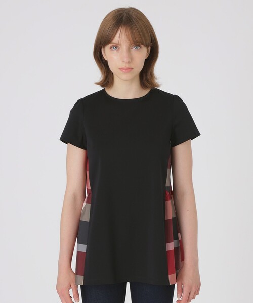 BLUE LABEL CRESTBRIDGE(ブルーレーベルクレストブリッジ)の「【一部店舗限定】ハイゲージポンチティアードトップス(Tシャツ/カットソー・レディース・ブラック/オフホワイト・40/38)」の10枚目の写真