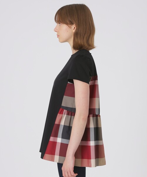 BLUE LABEL CRESTBRIDGE(ブルーレーベルクレストブリッジ)の「【一部店舗限定】ハイゲージポンチティアードトップス(Tシャツ/カットソー・レディース・ブラック/オフホワイト・40/38)」の11枚目の写真