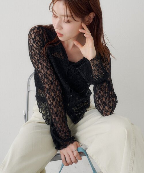 Kastane(カスタネ)の「【WEB限定】衿付きレースプルオーバー(Tシャツ/カットソー・レディース・アイボリー/ブラック/ホワイト・FREE)」の3枚目の写真