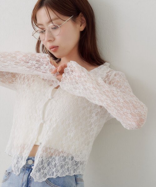 Kastane(カスタネ)の「【WEB限定】衿付きレースプルオーバー(Tシャツ/カットソー・レディース・アイボリー/ブラック/ホワイト・FREE)」の17枚目の写真
