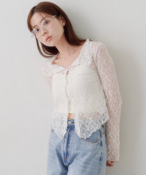 Kastane(カスタネ)の「【WEB限定】衿付きレースプルオーバー(Tシャツ/カットソー・レディース・アイボリー/ブラック/ホワイト・FREE)」の16枚目の写真