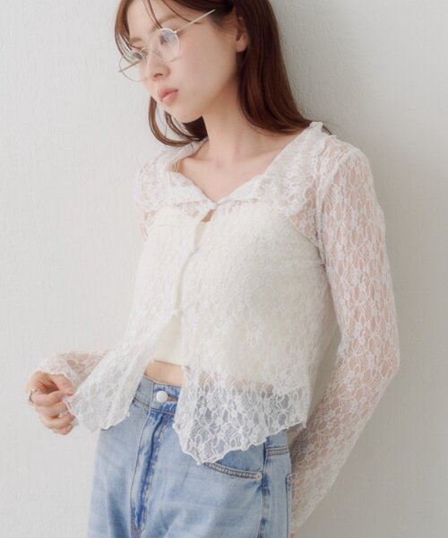 Kastane(カスタネ)の「【WEB限定】衿付きレースプルオーバー(Tシャツ/カットソー・レディース・アイボリー/ブラック/ホワイト・FREE)」の15枚目の写真