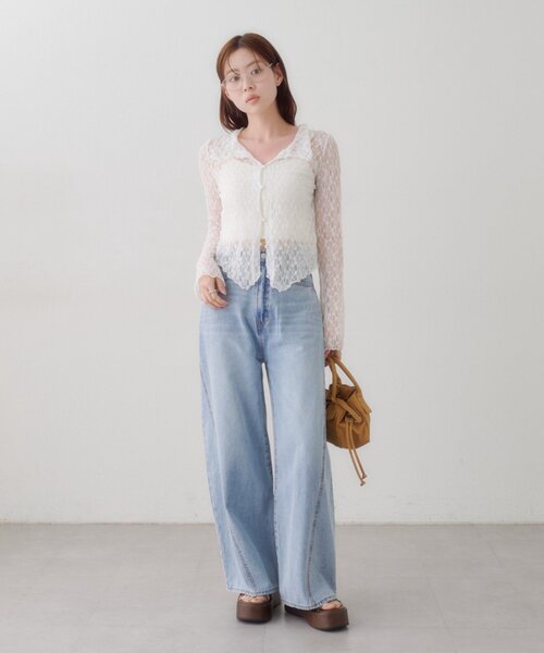 Kastane(カスタネ)の「【WEB限定】衿付きレースプルオーバー(Tシャツ/カットソー・レディース・アイボリー/ブラック/ホワイト・FREE)」の7枚目の写真
