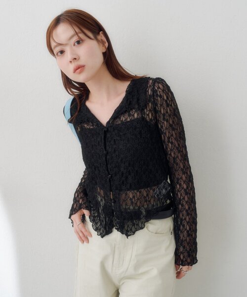 Kastane(カスタネ)の「【WEB限定】衿付きレースプルオーバー(Tシャツ/カットソー・レディース・アイボリー/ブラック/ホワイト・FREE)」の11枚目の写真