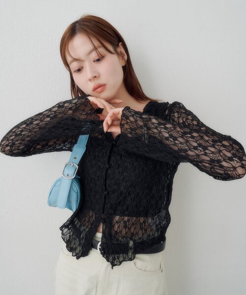 Kastane(カスタネ)の「【WEB限定】衿付きレースプルオーバー(Tシャツ/カットソー・レディース・アイボリー/ブラック/ホワイト・FREE)」の10枚目の写真