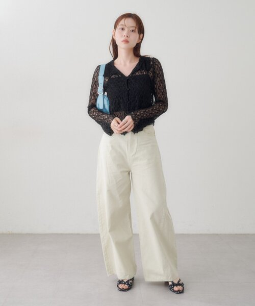 Kastane(カスタネ)の「【WEB限定】衿付きレースプルオーバー(Tシャツ/カットソー・レディース・アイボリー/ブラック/ホワイト・FREE)」の8枚目の写真