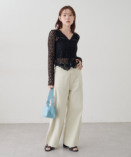 Kastane(カスタネ)の「【WEB限定】衿付きレースプルオーバー(Tシャツ/カットソー・レディース・アイボリー/ブラック/ホワイト・FREE)」の6枚目の写真