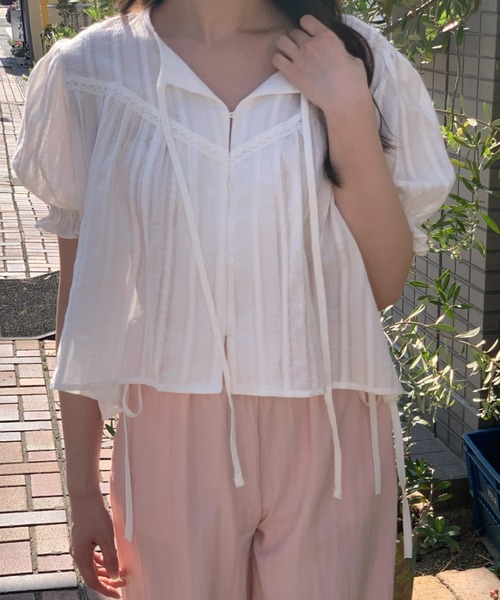 mineng（マイング）の「【体型カバー/レース】ヘイリーブラウス（シャツ/ブラウス・レディース・ホワイト・FREE）」の5枚目の写真