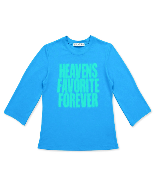 DAMISH（ダミシュ）の「ハーフトーンレタリング7部Tシャツ_ブルー（Tシャツ/カットソー・レディース・ブルー・OS）」の4枚目の写真