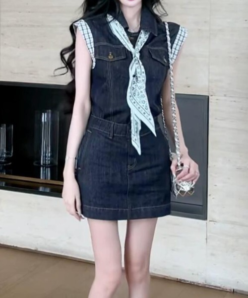 semplice(センプリチェ)の「デニムセットアップ(セットアップ・レディース・ダークブルー・M/L/S)」の7枚目の写真