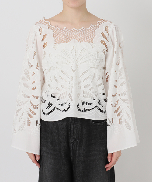 IENA LA BOUCLE(イエナラブークル)の「IENA LA BOUCLE カットワーク刺繍ブラウス(シャツ/ブラウス・レディース・ホワイト×ホワイト/ブラック・FREE)」の21枚目の写真