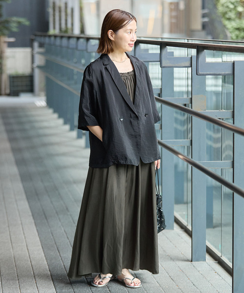 IENA（イエナ）の「ギャザーネックキャミワンピース（ワンピース・レディース・ブラック/カーキ・36/38）」の5枚目の写真