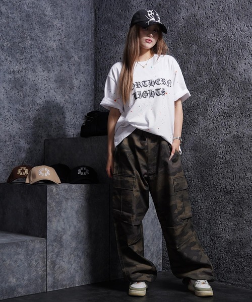 1111clothing(ワンフォークロージング)の「スノー加工 ドリッピング Tシャツ / Snow-Print Dripping T-Shirt(Tシャツ/カットソー・メンズ・ホワイト/ブラック・M/S)」の6枚目の写真