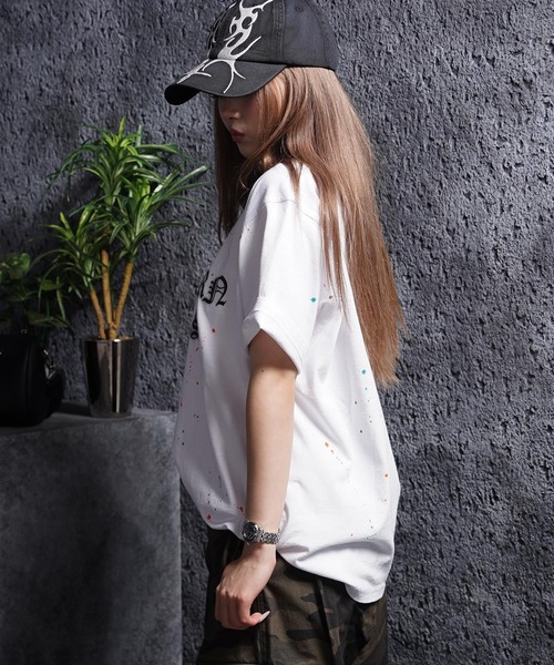 1111clothing(ワンフォークロージング)の「スノー加工 ドリッピング Tシャツ / Snow-Print Dripping T-Shirt(Tシャツ/カットソー・メンズ・ホワイト/ブラック・M/S)」の8枚目の写真