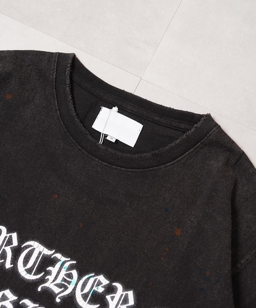 1111clothing(ワンフォークロージング)の「スノー加工 ドリッピング Tシャツ / Snow-Print Dripping T-Shirt(Tシャツ/カットソー・メンズ・ホワイト/ブラック・M/S)」の19枚目の写真